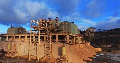 Heavy Metal Extraction Refinement Sorting Facilities Lit By Vibrant Orange Stock Footage 300440694