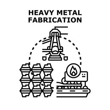 Heavy metal fabrication process producing industrial materials Stock Illustration