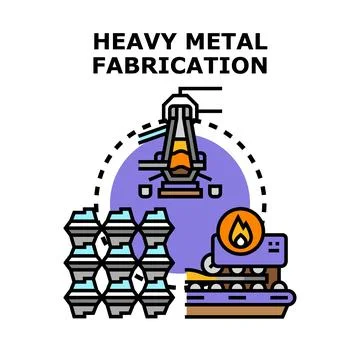Heavy metal fabrication process producing industrial materials Stock Illustration