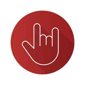 Heavy metal gesture. Flat linear long shadow icon Stock Illustration
