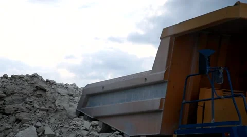 Heavy mining dump truck being loaded with iron ore Stock Footage 44121219