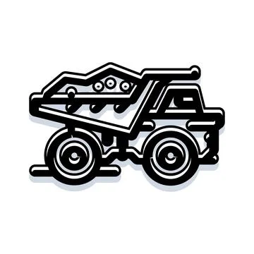 Heavy mining dump truck transporting construction materials icon Stock Illustration