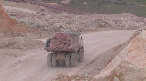 Heavy mining machinery is working in an open pit mine Stock Footage 29658686