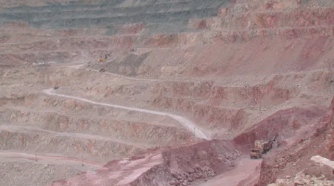 Heavy mining machinery is working in an open pit mine Stock Footage 29659021