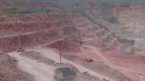 Heavy mining machinery is working in an open pit mine1 Stock Footage 29659129