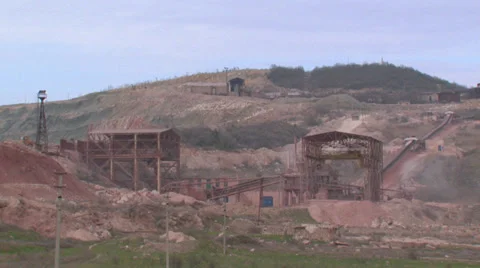 Heavy mining machinery is working in an open pit mine Stock Footage 29659425