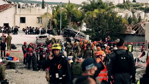 A heavy missile exploding site Stock Footage 331720776