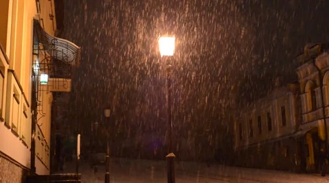 Heavy Night Snow Stock Footage 61324554