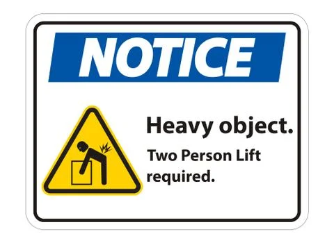 Heavy Object,Two Person Lift Required Sign Isolate On White Background 스톡 일러스트
