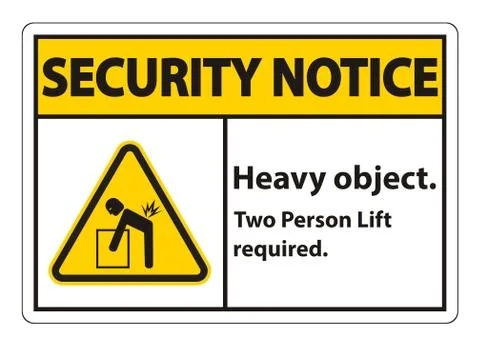 Heavy Object,Two Person Lift Required Sign Isolate On White Background Illustrazione stock