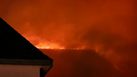 Heavy orange flames during fire Stock Footage 139657118