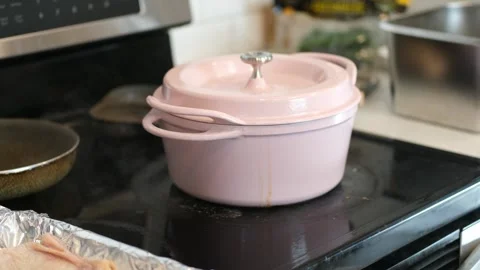 Heavy pot on a stove Stock Footage 334969806