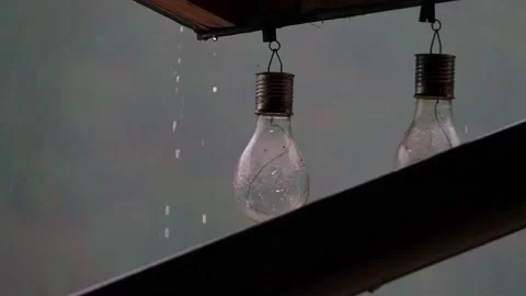 Heavy pouring rain over mountain lake Stock Footage 141852008