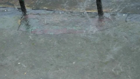 Heavy rain on the balcony Stock Footage 119824251