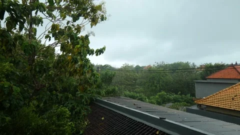 HEAVY RAIN FROM BALCONY Video stock 221300188