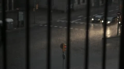 Heavy rain Barcelona Stock Footage 12349774