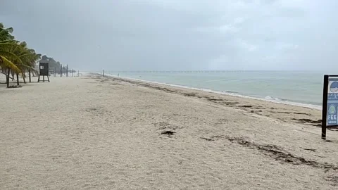 Heavy rain at the beach, Progreso, Yucatan, Mexico Stock Footage 159767572