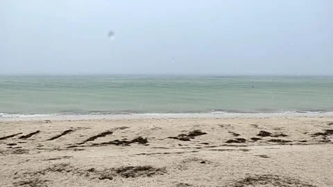 Heavy rain at the beach, Progreso, Yucatan, Mexico Stock Footage 159767592