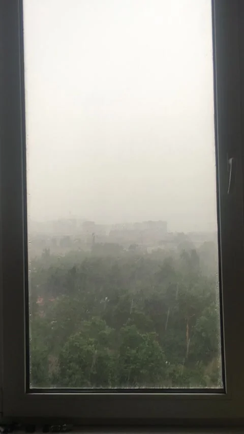 Heavy rain behind the window. Stock Footage 327972945