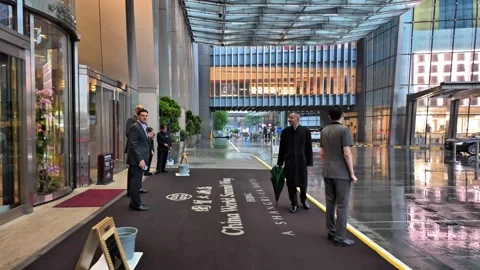 Heavy Rain in Beijing CBD Street, Skyscrapers and Traffic, China - May 2026 Stock Footage 336599609