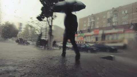 Heavy rain in the city Stock Footage 102957172