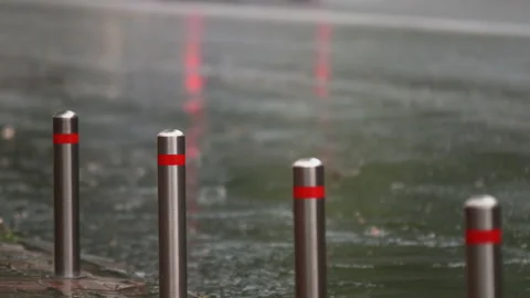 Heavy rain in the city Stock Footage 112682442