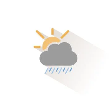 Heavy rain, cloud and sun. Isolated color icon. Weather vector illustration Stock Illustration