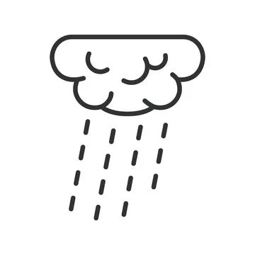 Heavy rain cloud icon in line design. heavy rain, cloud, weather, storm Illustrazione stock
