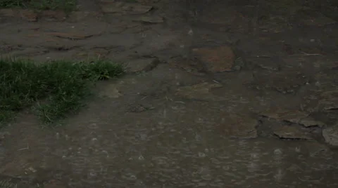 Heavy Rain on Cobblestone Road -Graded- 스톡 동영상 52483728
