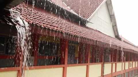 Heavy rain in the corridor of the house Stock Footage 292856751