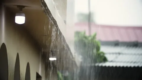 Heavy rain day with thunderstorms. Video stock 345830241