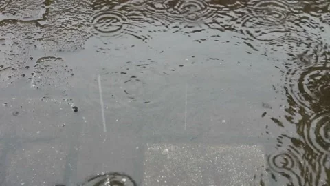 Heavy Rain Dripping into Rustic Water Barrel - Nature ASMR Soundscape Stock Footage 306292562