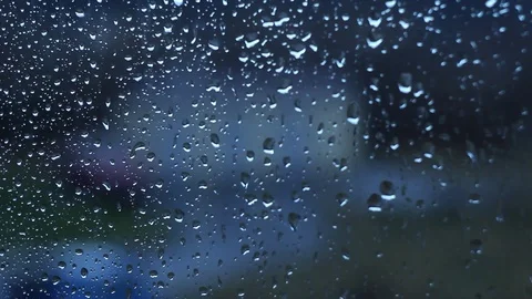 Heavy Rain Drop On Window Handheld Shot In Slow Motion Stock Footage 124009928