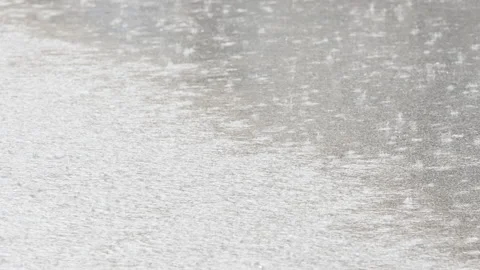 Heavy rain drops falling into the city street Stock Footage 140031504