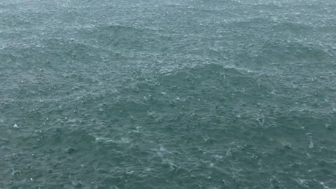Heavy rain fall on the sea surface. Stock Footage 90269395