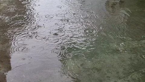 Heavy rain fall on surfer of water Stock Footage 283356163