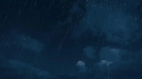 Heavy rain falling against a dark window pane at night with blurred clouds in Stock Footage 345853248