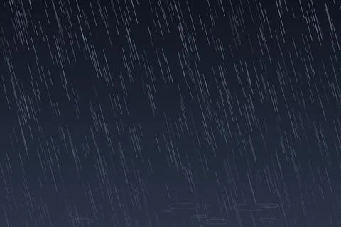 Heavy rain falling on dark blue surface with ripple effects for weather and.. Illustrazione stock