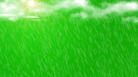 Heavy Rain Falling with Dark Cloud and Glowing Moon Night Animation. Stock Footage 337589146
