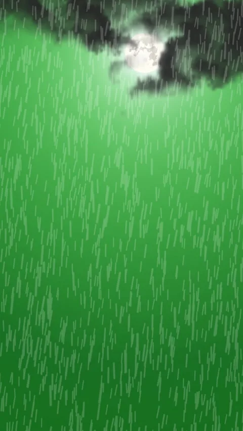 Heavy Rain Falling with Dark Cloud and Glowing Moon Night Animation. Video stock 337589165
