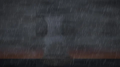 Heavy Rain Falling with Dark Storm Clouds and Tornado Weather Animation Видео 347965585