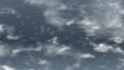 Heavy Rain Falling From Dark Stormy Clouds in Loop Animation Stock Footage 341378221