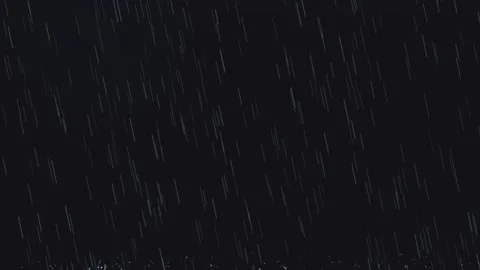 Heavy rain falling down against a dark black night sky creating a moody and.. Video stock 341180189