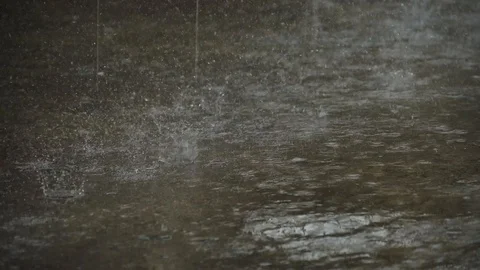 Heavy rain falling from the eaves. 002. 4K Stock Footage 114744765