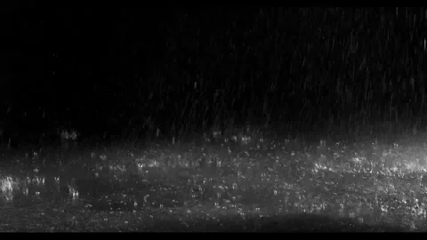 Heavy Rain Falling on Ground Overlay Night Storm Effect Black Background Stock Footage 340296872