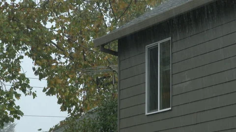 Heavy Rain Falling On House Video stock 56589922
