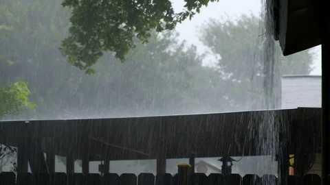 Heavy Rain Falling On House Stock Footage 117154518