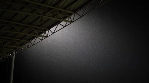 Heavy Rain Falling at Night Under Metal Roof with Backlight Stock-Footage 322007168