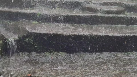 Heavy rain falling on outdoor Stock-Footage 340475393