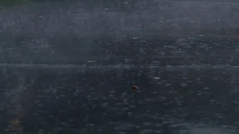 Heavy rain falling on pavement during a storm Stock Footage 93547875